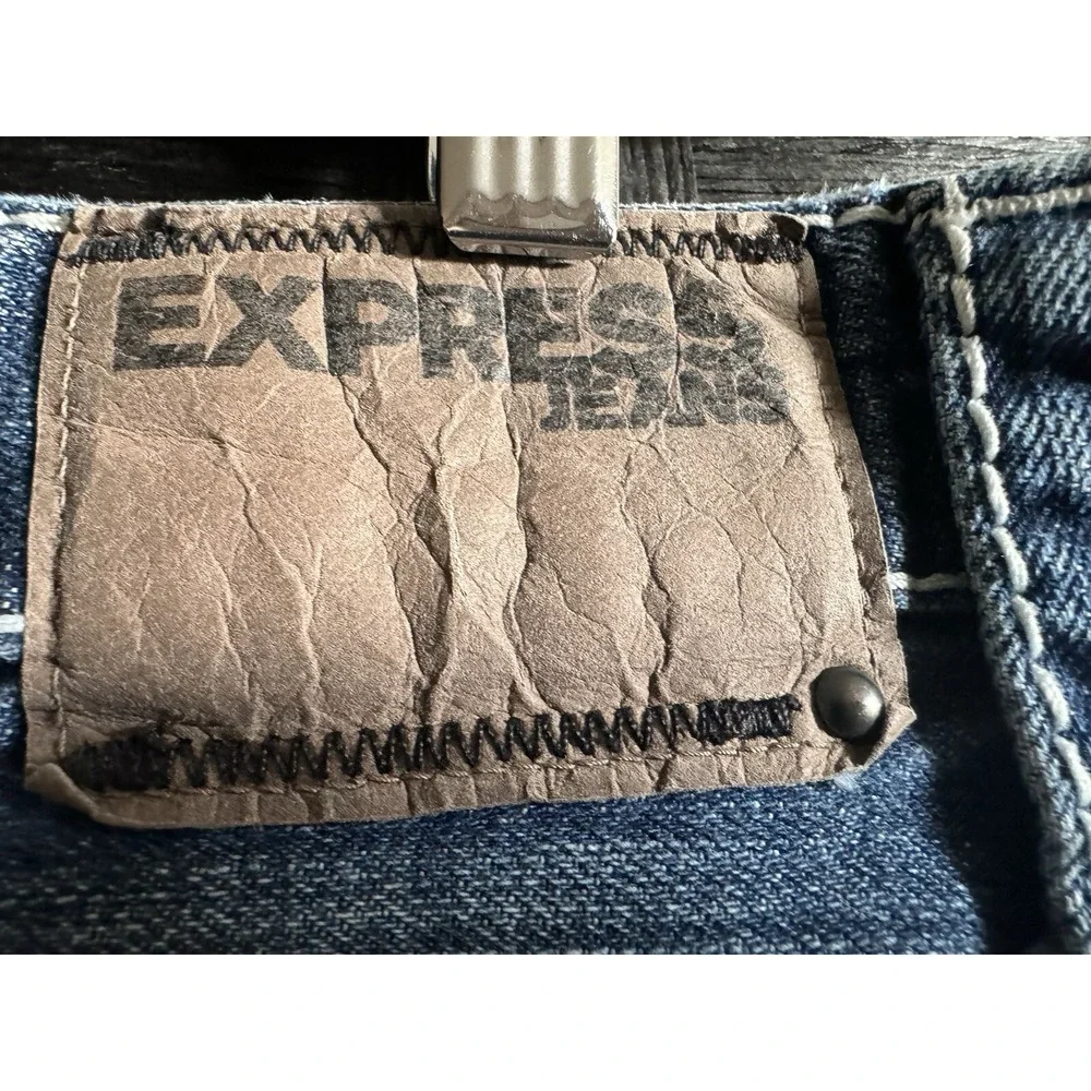 Express Mens 34x31 Jeans Classic Low Rise Boot Cut Kingston Denim *see Note*